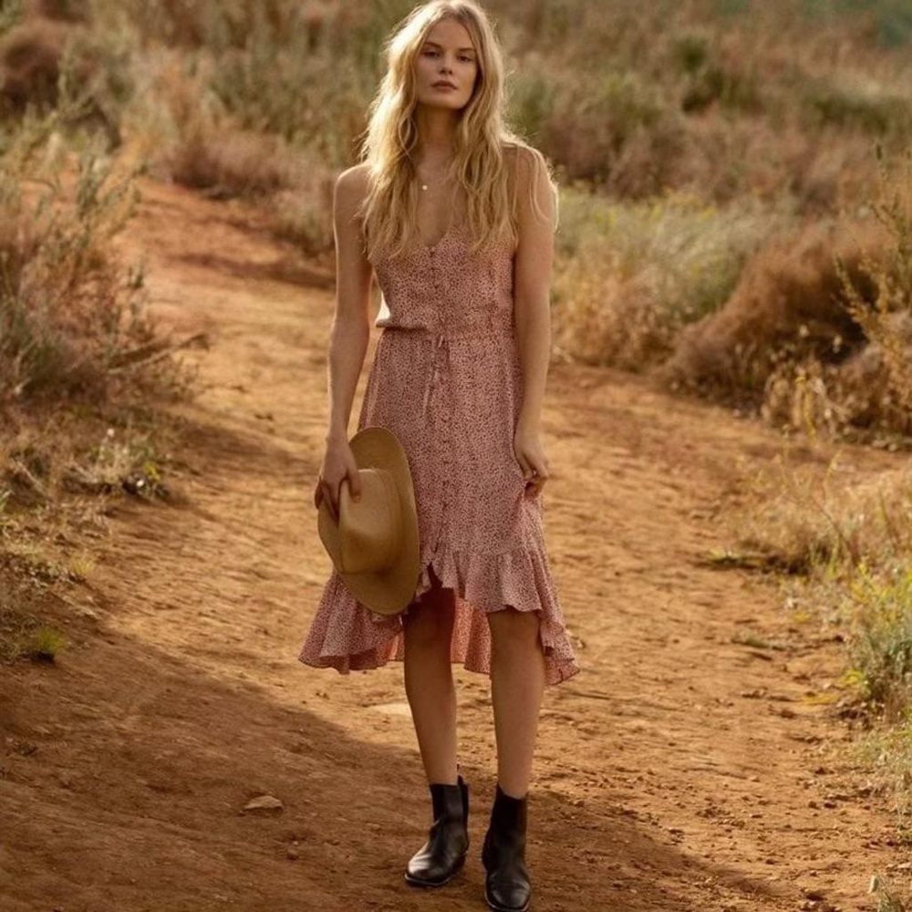 Rails, Frida Dusty Rose Spotted High-Low dress